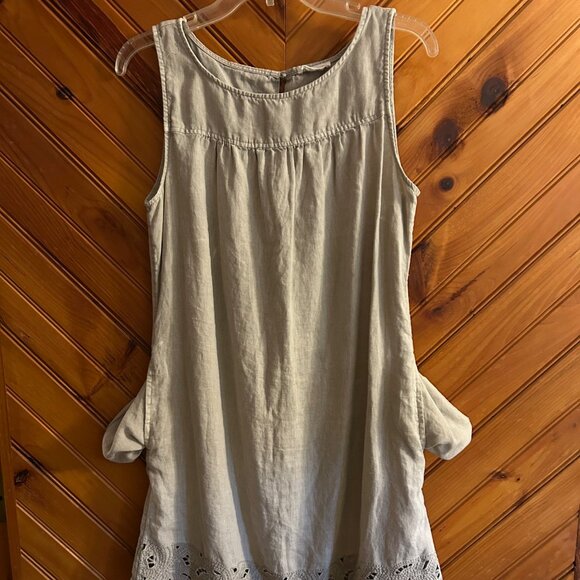 Artisan NY Embroidered Linen Dress with pockets and sleeveless - Picture 1 of 6